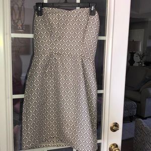 Black and white strapless cocktail dress